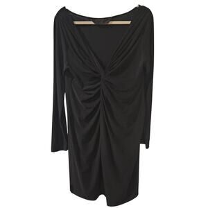 Norma Kamali Black Long Sleeve‎ Twist Front Knee Length Dress Womens Large